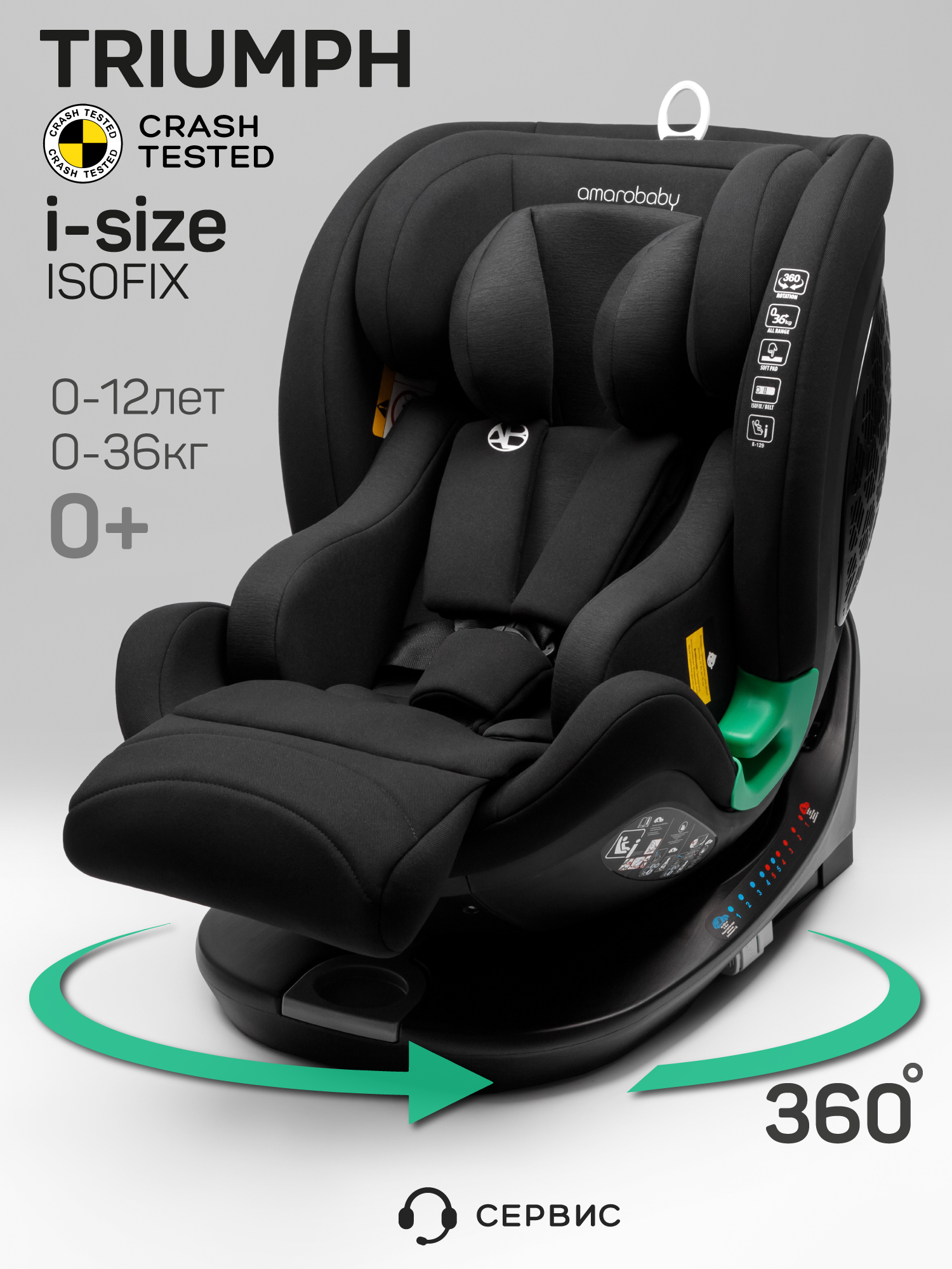 Автокресло AmaroBaby Triumph, черный Автокресло AmaroBaby Triumph, черный