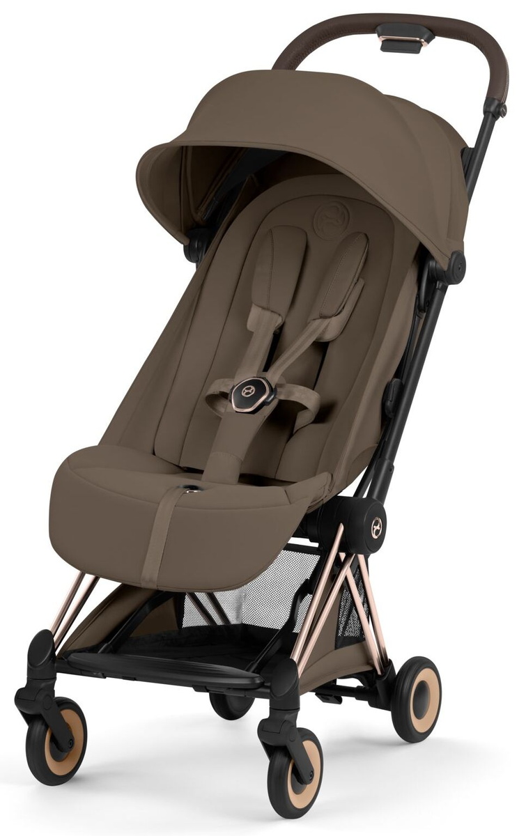  Прогулочная коляска Cybex Coya Rosegold Coconut Brown, с дождевиком в комплекте, коллекция Cybex Platinum прогулочная коляска, с рождения, проходит в ручную кладь