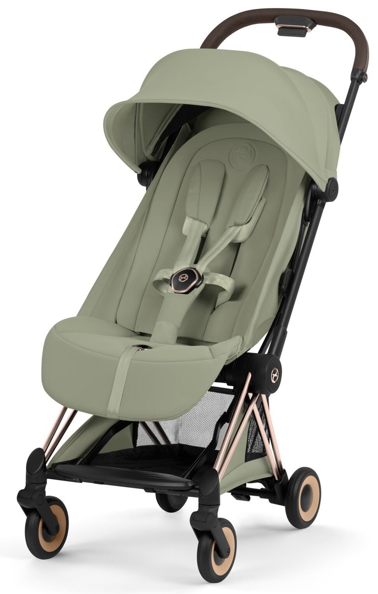 Прогулочная коляска Cybex Coya Rosegold Sage Green, с дождевиком в комплекте, коллекция Cybex Platinum прогулочная коляска, с рождения, проходит в ручную кладь