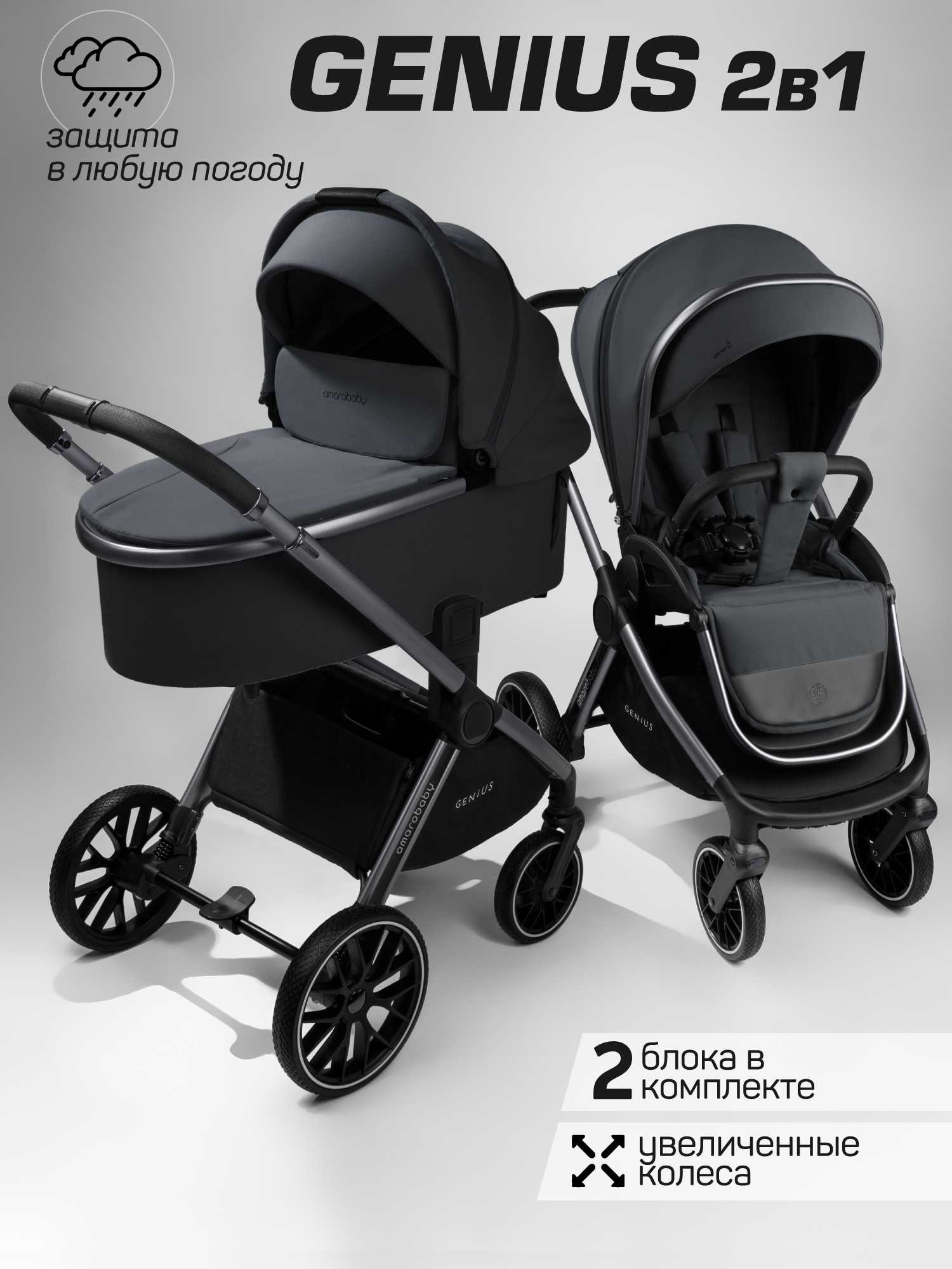  Детская коляска 2в1 AmaroBaby Genius 