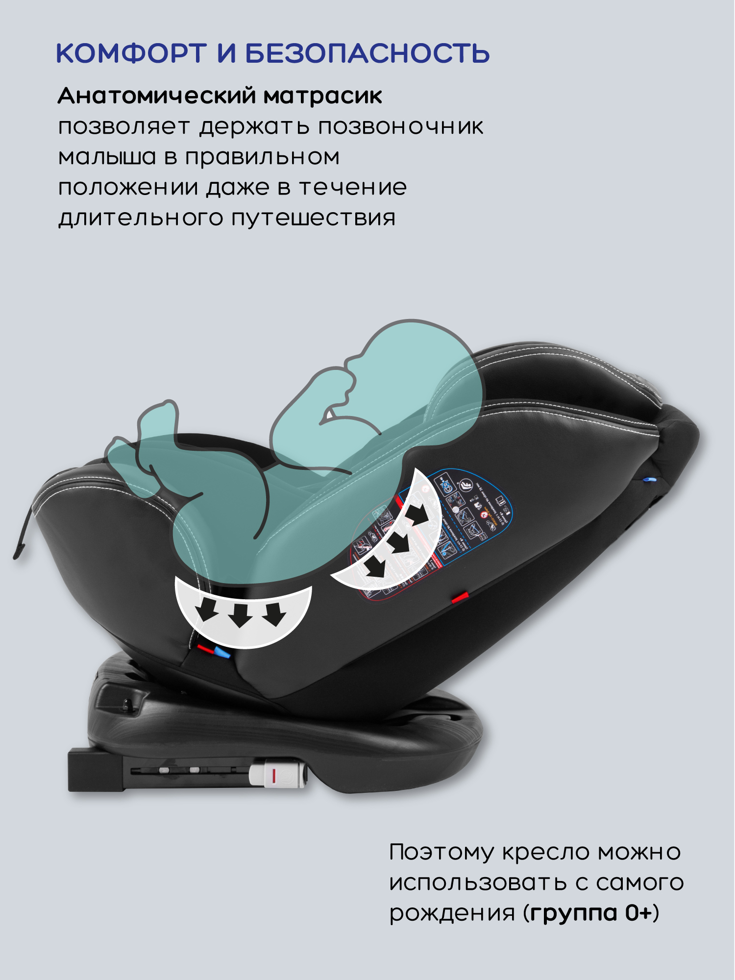 Автокресло детское AMAROBABY ST-3,Isofix, группа 0+/1/2/3, (черный)