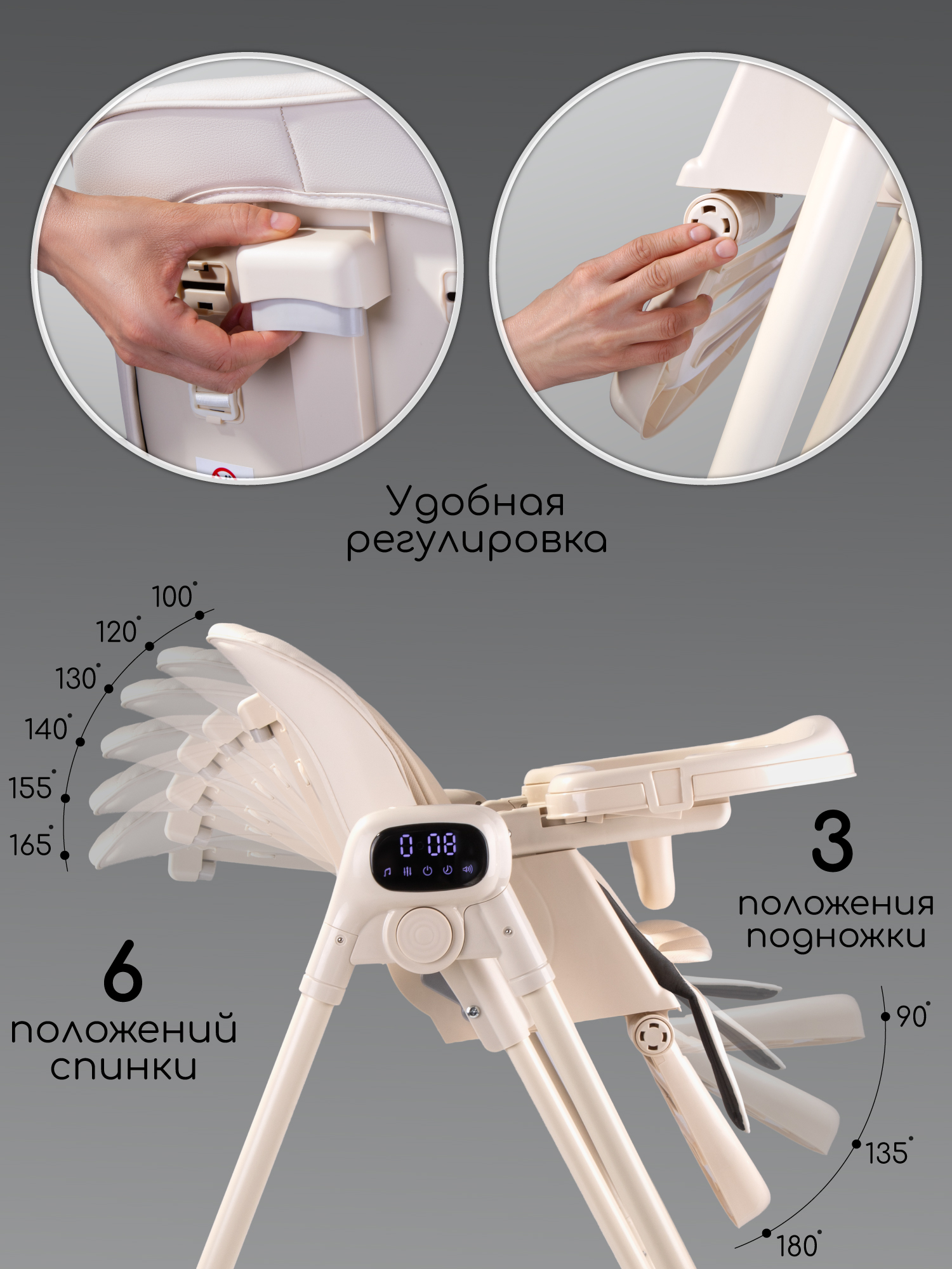 Стульчик для кормления многофункциональный Amarobaby, Legacy, бежевый