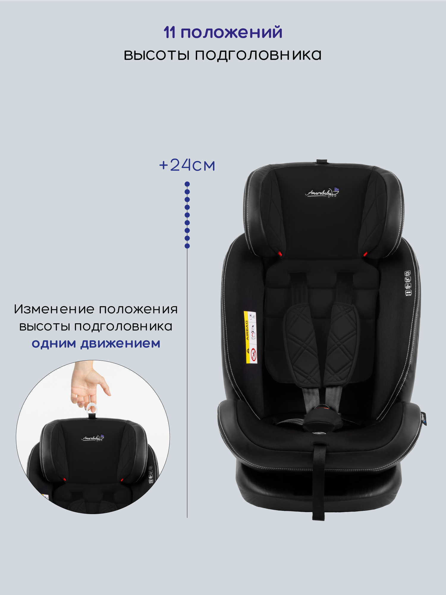 Автокресло детское AMAROBABY ST-3,Isofix, группа 0+/1/2/3, (черный)
