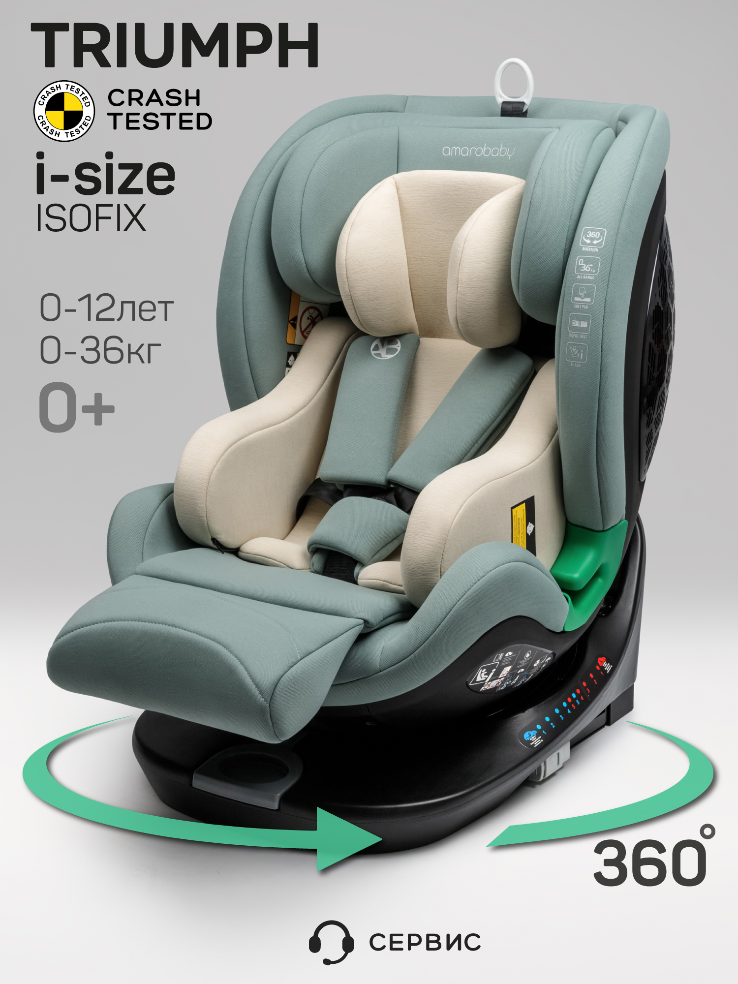 Автокресло AmaroBaby Triumph, зеленый Автокресло AmaroBaby Triumph, зеленый