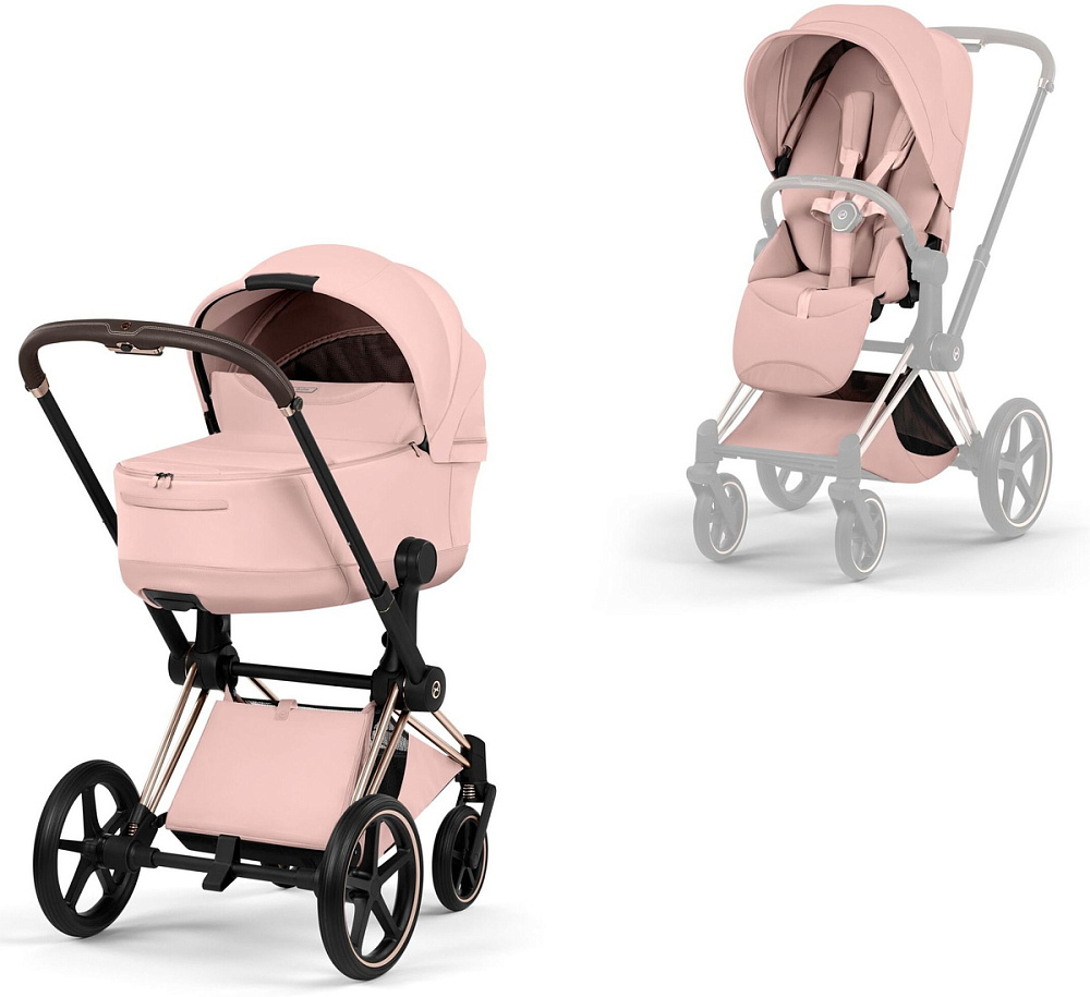 Коляска 2в1 Cybex Priam V шасси RoseGold Style Collection, Peach Pink (Розовый)