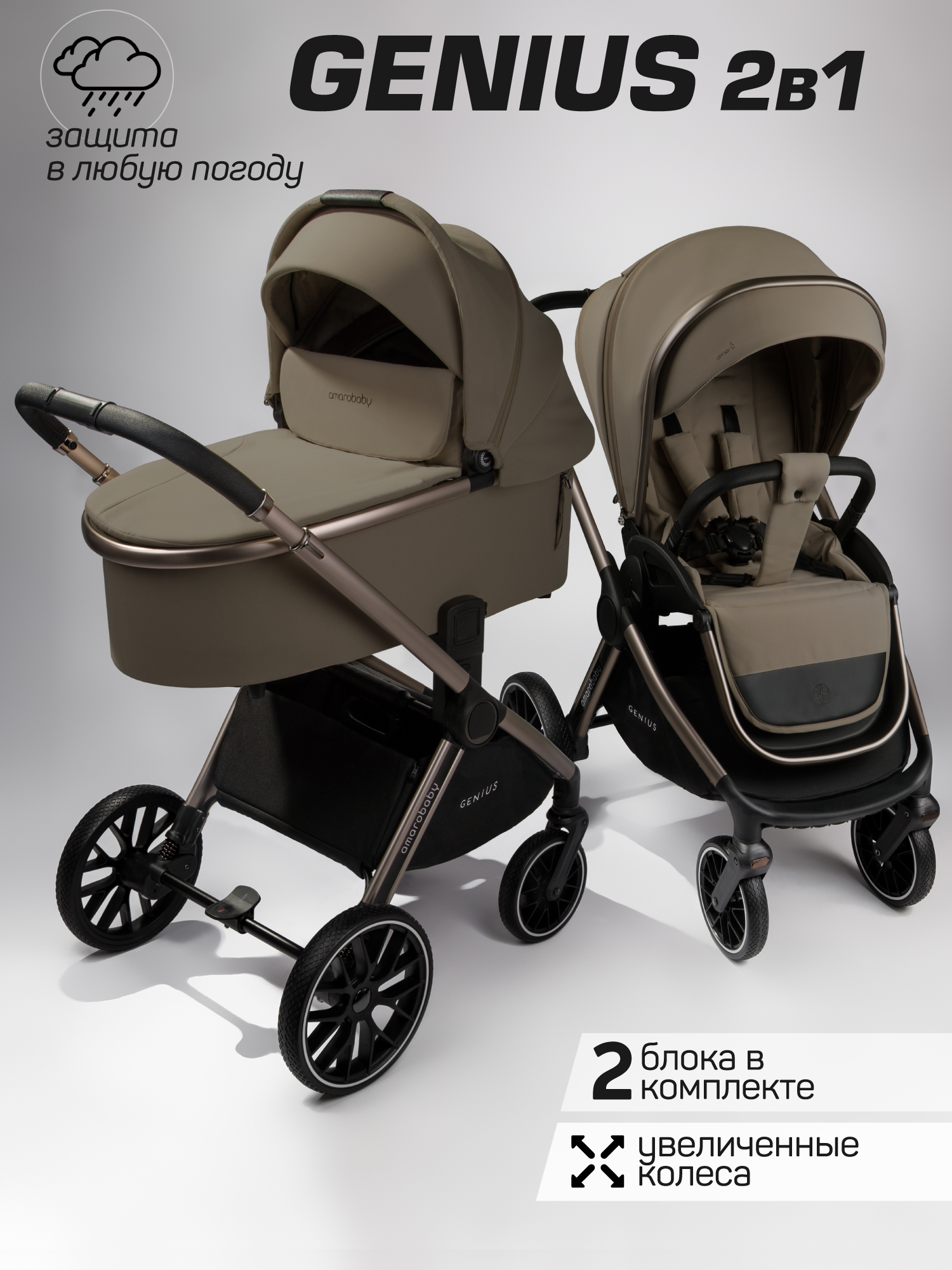  Детская коляска 2в1 AmaroBaby Genius 