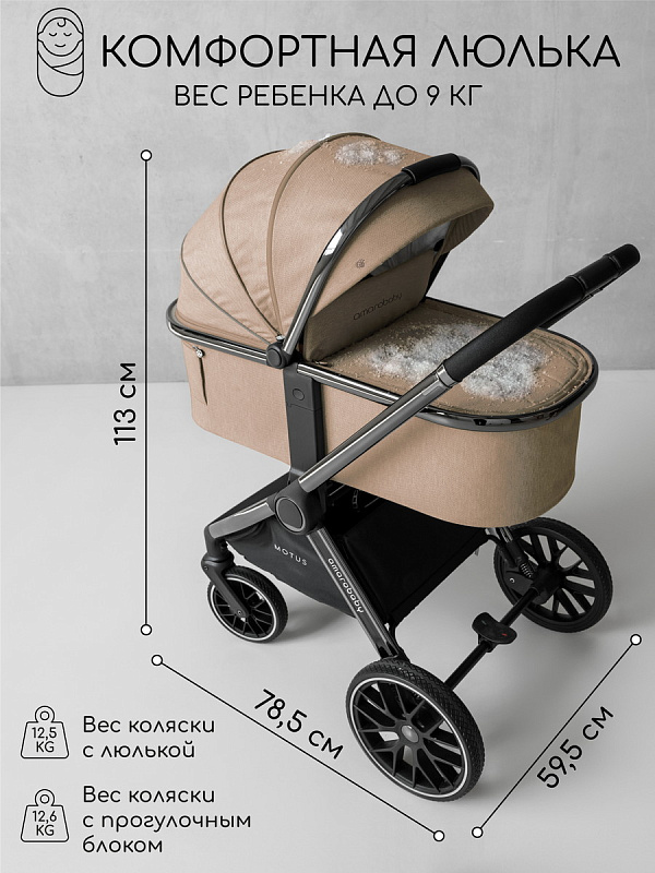 Коляска 2 в 1 AmaroBaby Motus V2, мокко