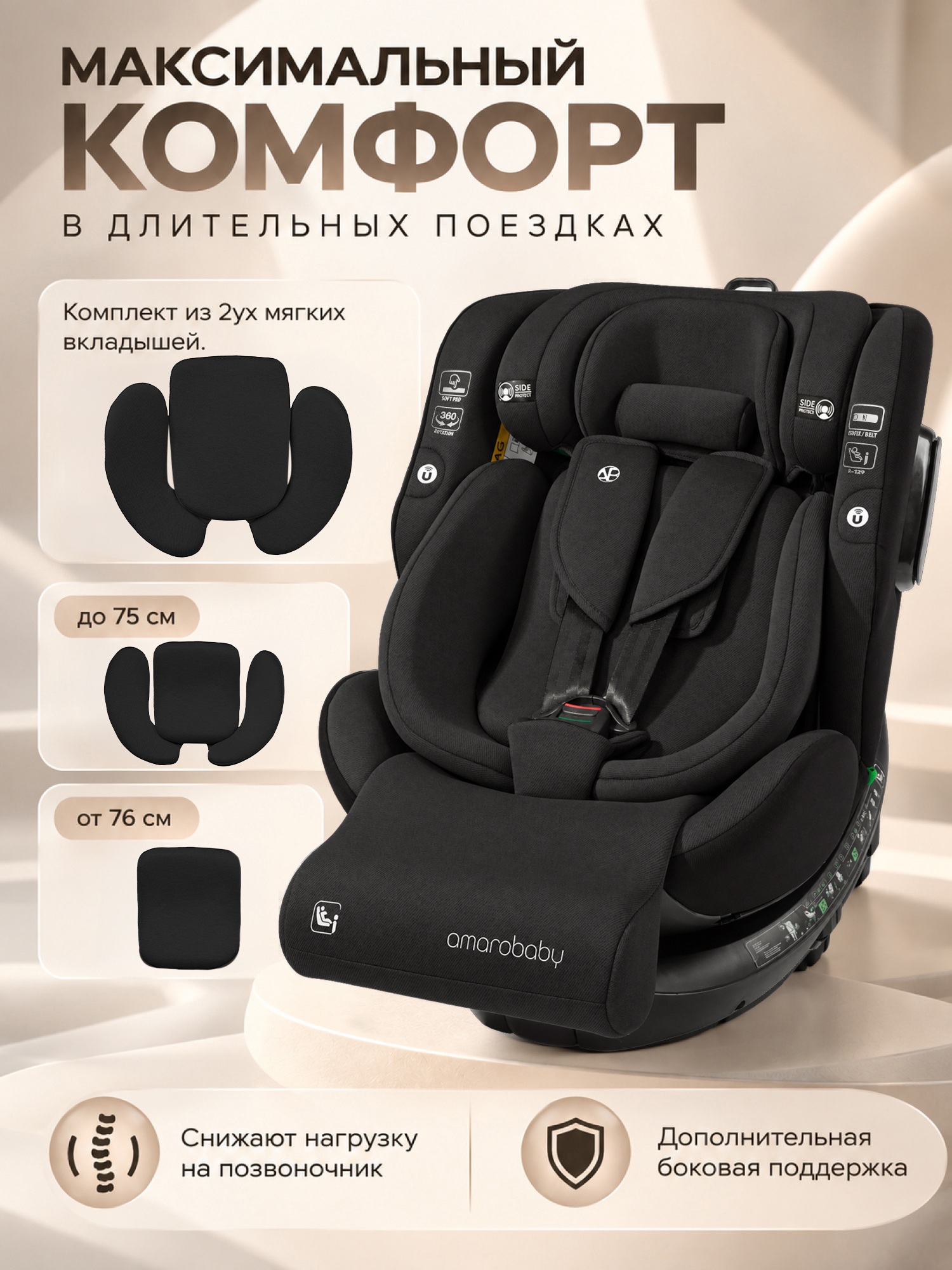 Автокресло Amarobaby Security, i-Size, Черный