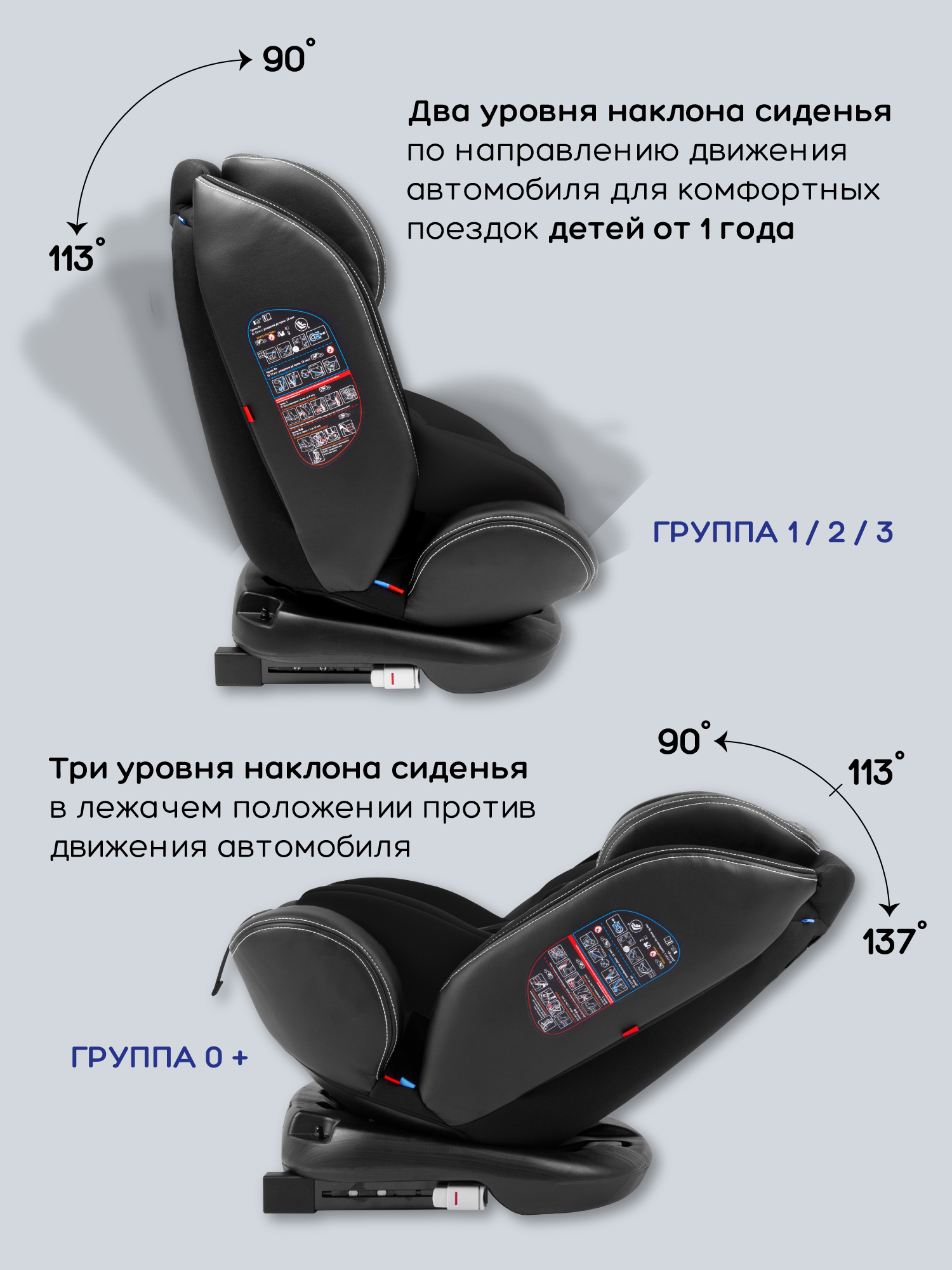 Автокресло детское AMAROBABY ST-3,Isofix, группа 0+/1/2/3, (черный)