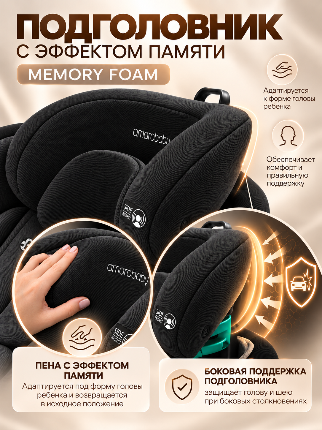 Автокресло Amarobaby Security, i-Size, Черный
