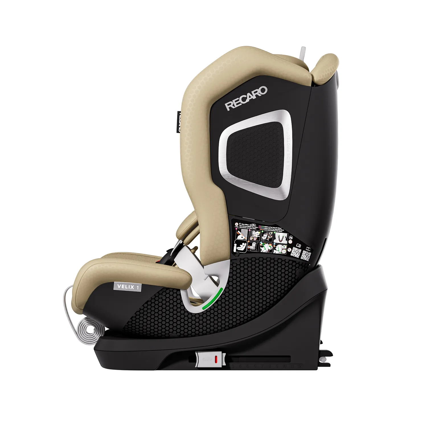 Детское автокресло RECARO Velix 1 Elegant Beige, группа 1/2/3, 76-150 cм, c 9 месяцев до 12 лет, бежевый цвет Автокресло Recaro Velix 1 Elegant Beige