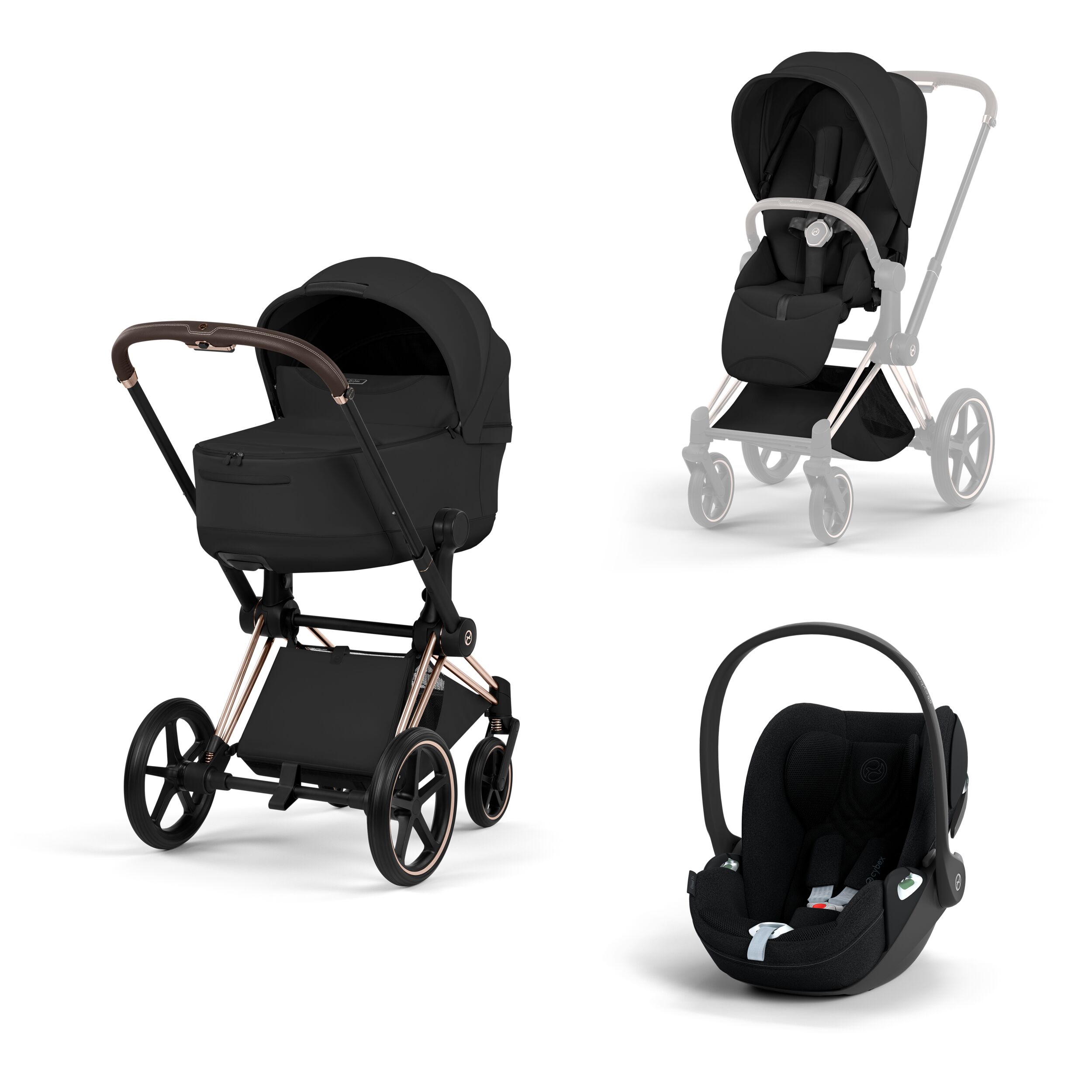 Коляска 3в1 Cybex Priam V шасси RoseGold Style Collection, Sepia Black (Черный) Коляска 3в1 Cybex Priam V шасси RoseGold Style Collection, Sepia Black (Черный)