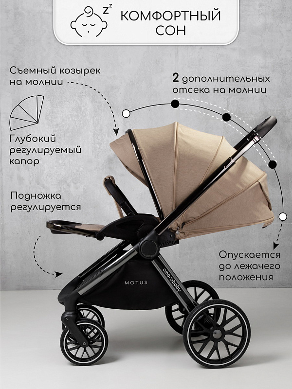 Коляска 2 в 1 AmaroBaby Motus V2, мокко