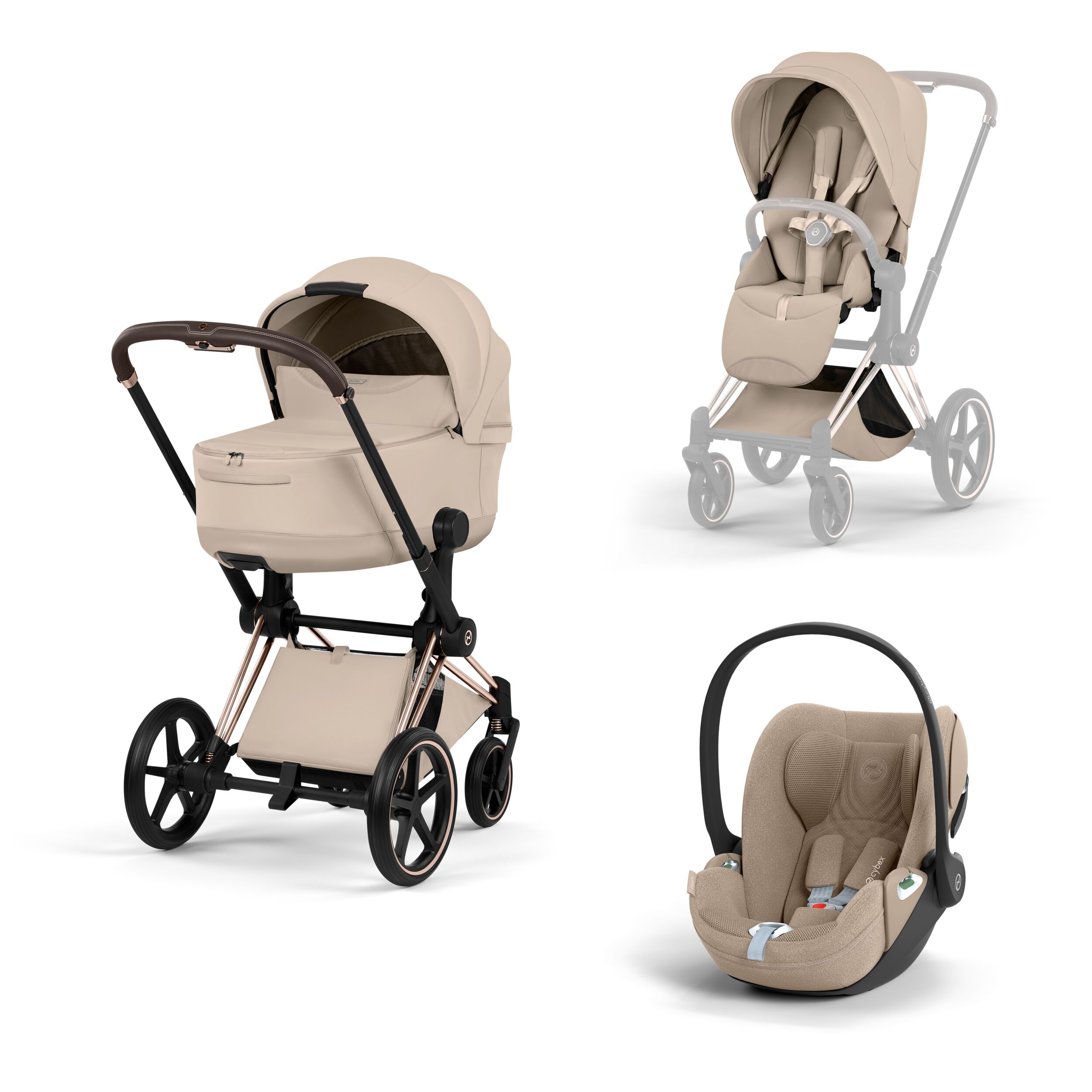 Коляска 3в1 Cybex Priam V шасси RoseGold Style Collection, Cozy Beige (Бежевый) Коляска 3в1 Cybex Priam V шасси RoseGold Style Collection, Cozy Beige (Бежевый)