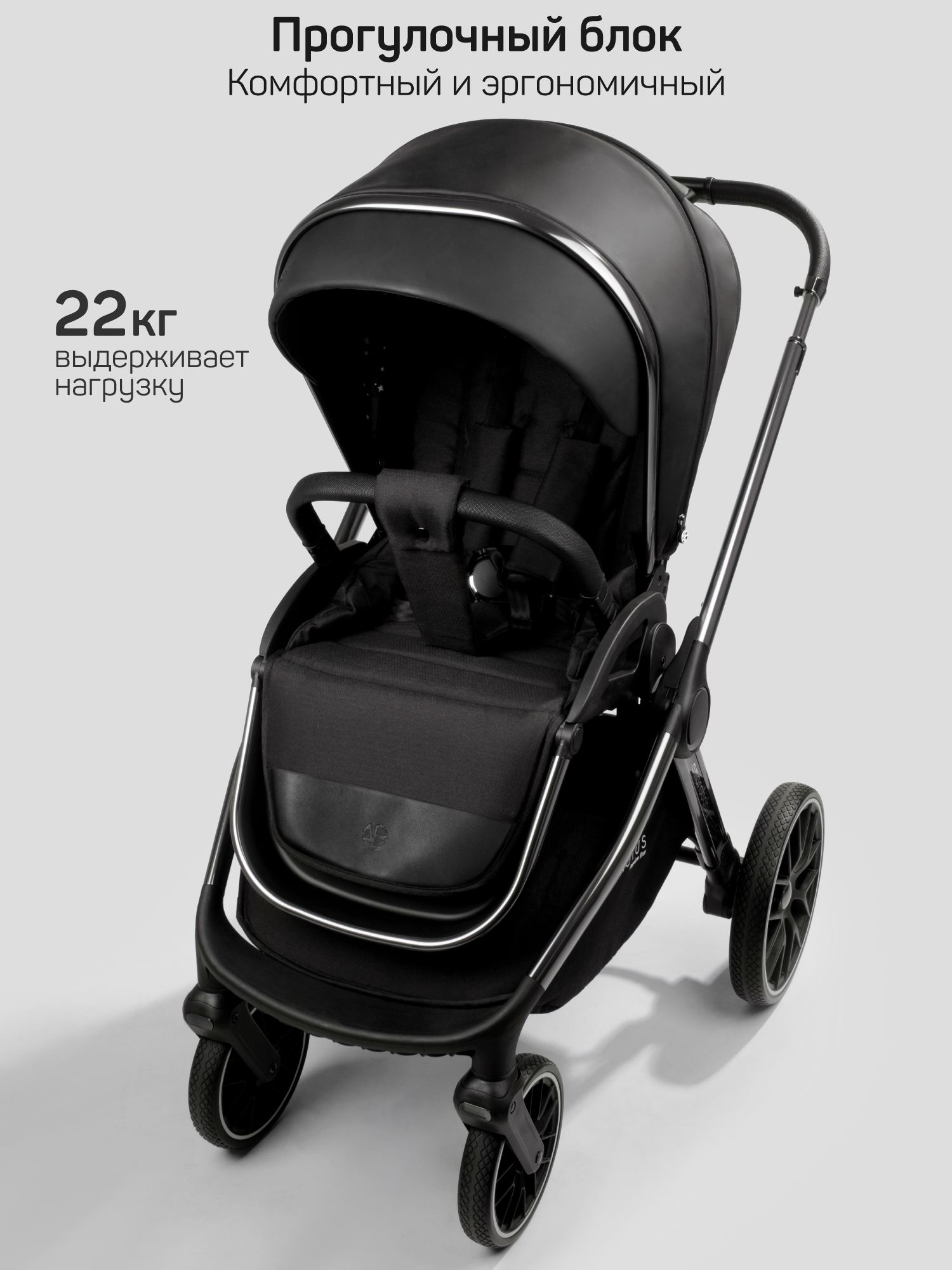 Детская коляска из экокожи 2в1 Amarobaby Motus Premium Ecco, черный
