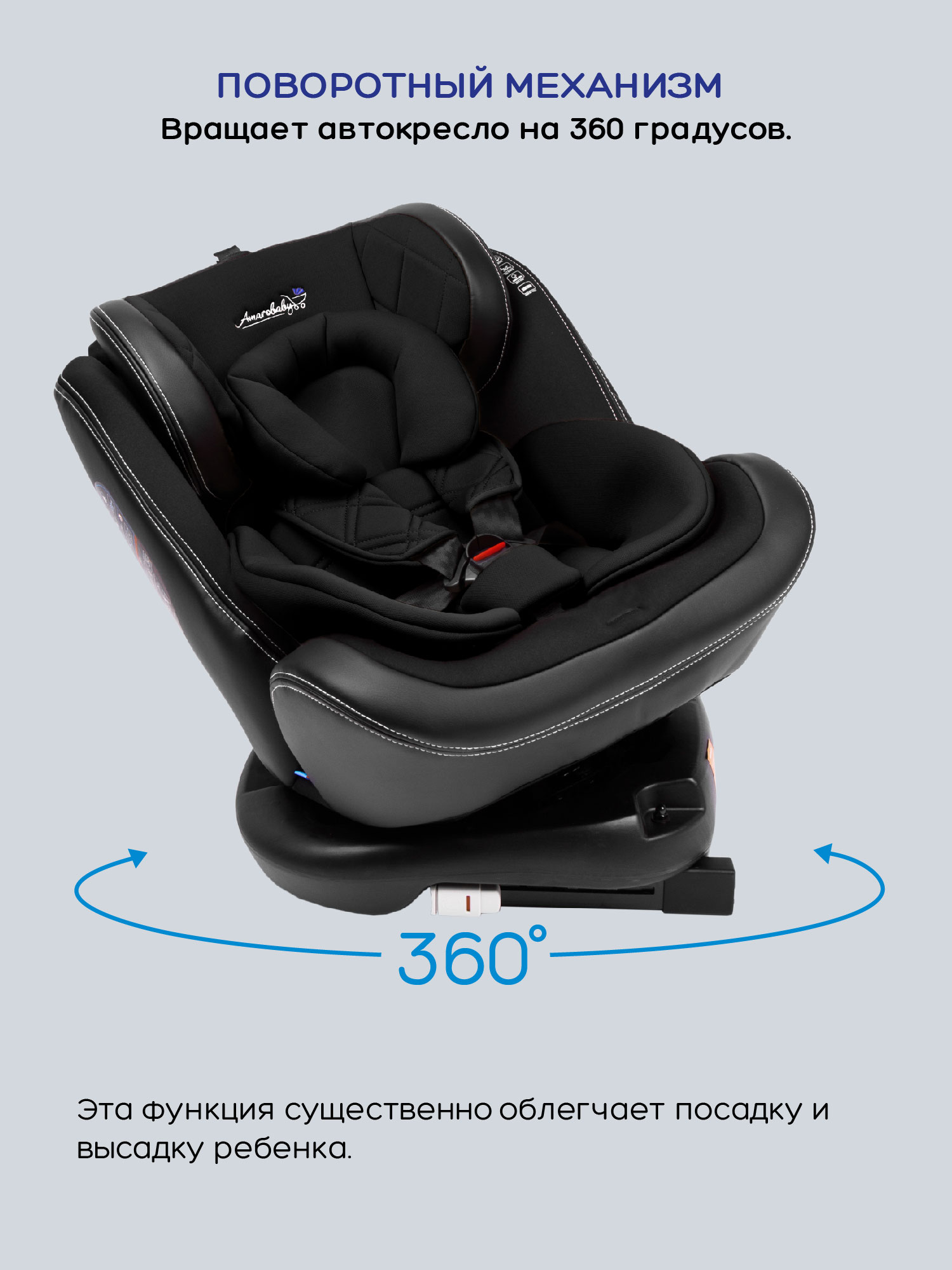 Автокресло детское AMAROBABY ST-3,Isofix, группа 0+/1/2/3, (черный)