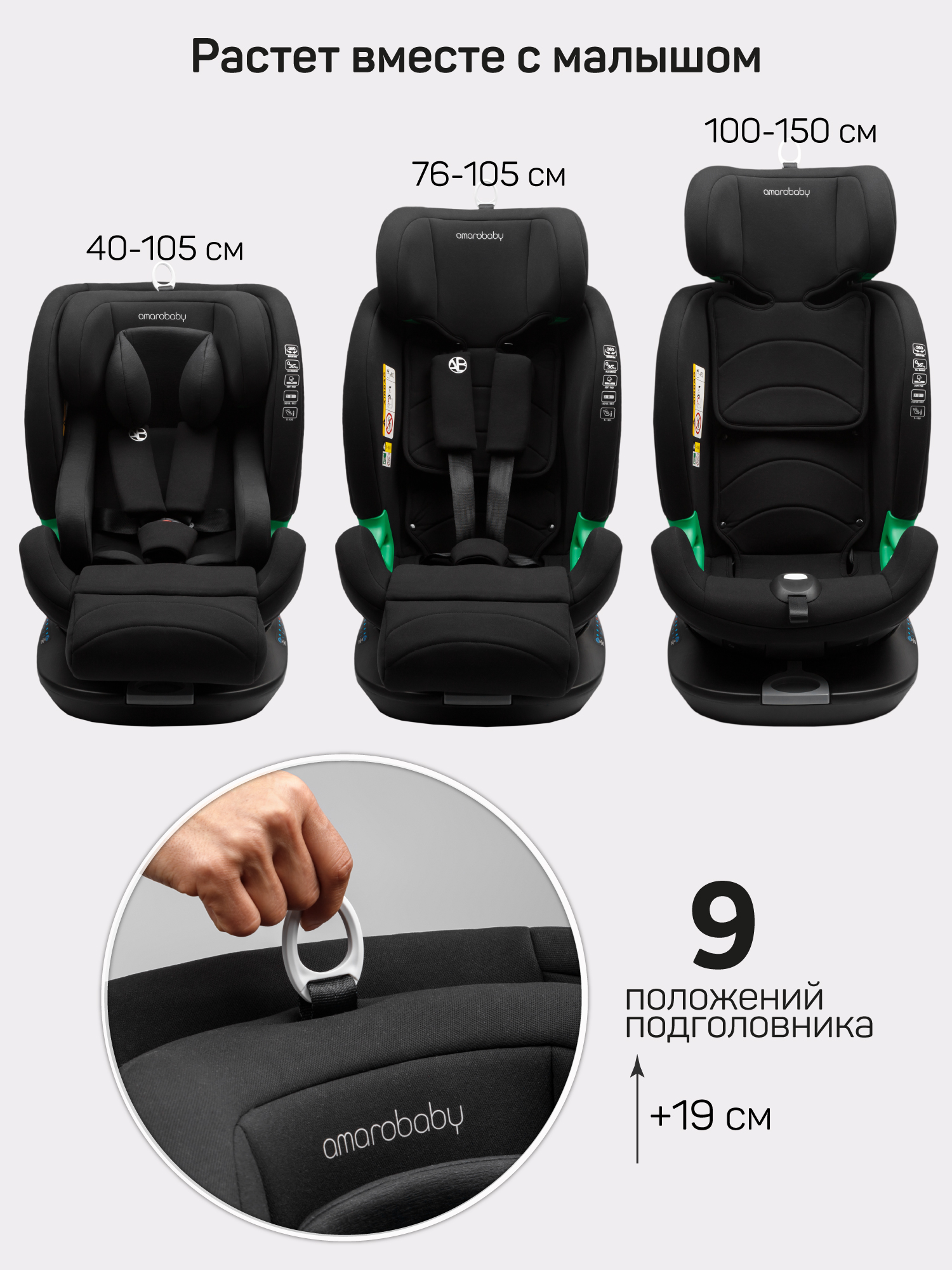 Автокресло AmaroBaby Triumph, черный Автокресло AmaroBaby Triumph, черный