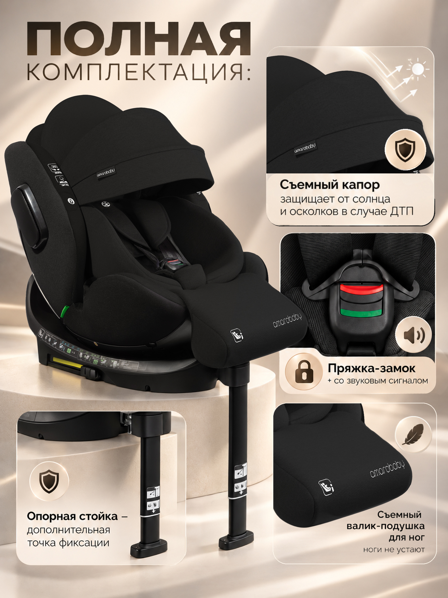 Автокресло Amarobaby Security, i-Size, Черный